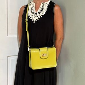Lime Green Crossbody Purse/Bag with gold accents